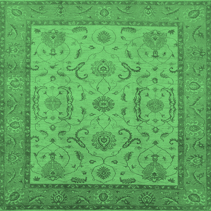 Square Oriental Emerald Green Traditional Rug, urb609emgrn