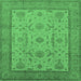 Square Oriental Emerald Green Traditional Rug, urb609emgrn