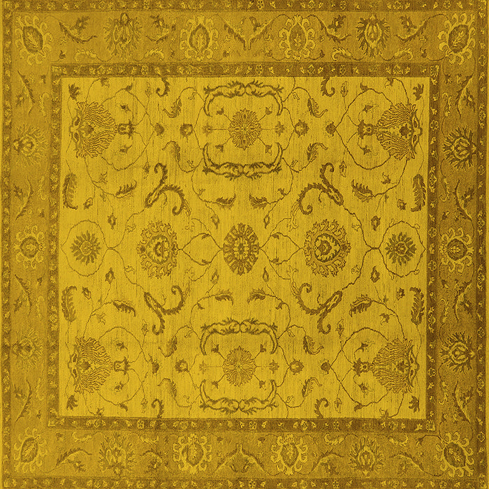 Square Machine Washable Oriental Yellow Traditional Rug, wshurb609yw