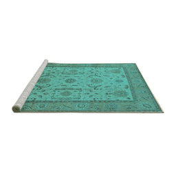 Sideview of Machine Washable Oriental Turquoise Traditional Area Rugs, wshurb609turq