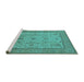 Sideview of Machine Washable Oriental Turquoise Traditional Area Rugs, wshurb609turq