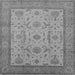 Square Machine Washable Oriental Gray Traditional Rug, wshurb609gry