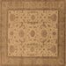 Square Machine Washable Oriental Brown Traditional Rug, wshurb609brn