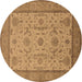 Round Oriental Brown Traditional Rug, urb609brn