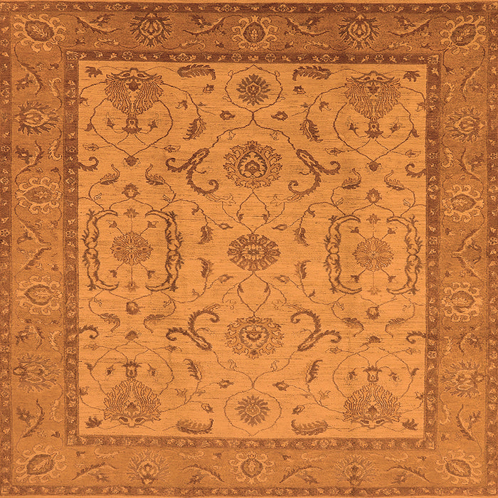 Square Machine Washable Oriental Orange Traditional Area Rugs, wshurb609org