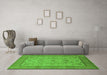 Machine Washable Oriental Green Traditional Area Rugs in a Living Room,, wshurb609grn