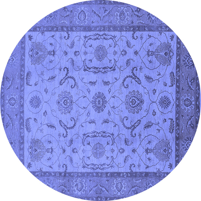Round Oriental Blue Traditional Rug, urb609blu