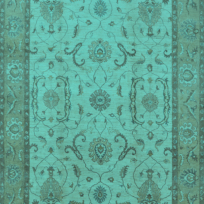 Machine Washable Oriental Turquoise Traditional Area Rugs, wshurb609turq