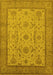 Machine Washable Oriental Yellow Traditional Rug, wshurb609yw