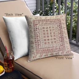 Front View of Mid-Century Modern Urban Square Copper Red Pink Throw Pillow, 18 inch by 18 inch, pwurb60