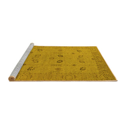 Sideview of Machine Washable Oriental Yellow Traditional Rug, wshurb610yw