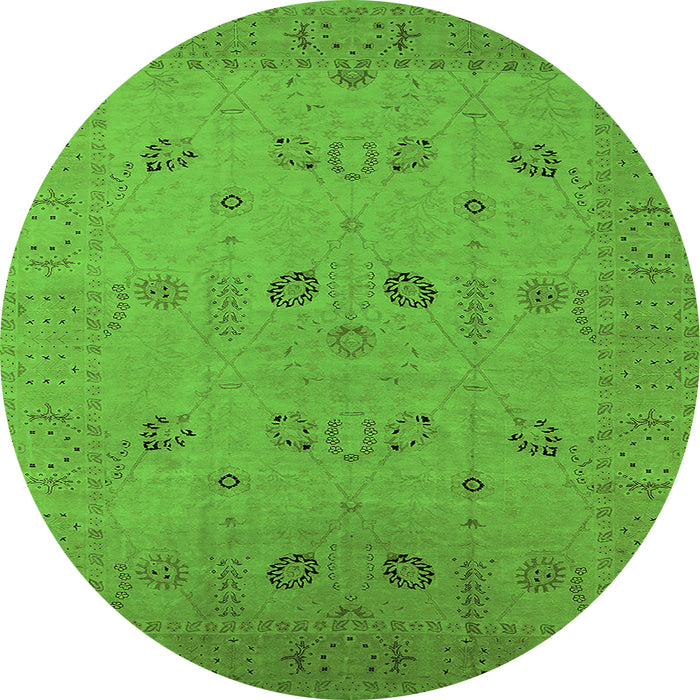 Round Oriental Green Traditional Rug, urb610grn