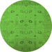 Round Oriental Green Traditional Rug, urb610grn