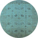 Round Oriental Light Blue Traditional Rug, urb610lblu