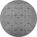 Round Machine Washable Oriental Gray Traditional Rug, wshurb610gry