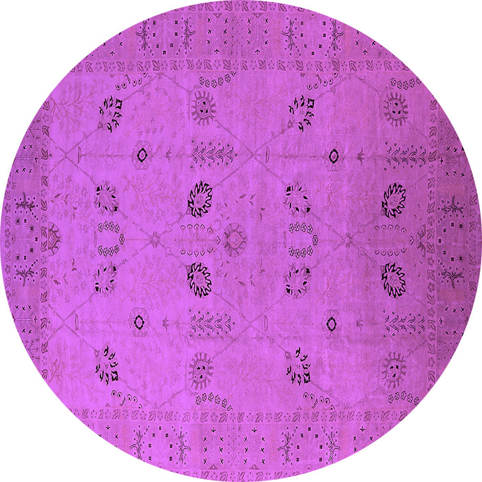 Round Oriental Purple Traditional Rug, urb610pur