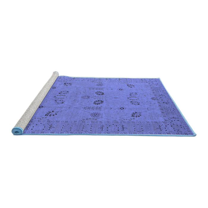 Sideview of Machine Washable Oriental Blue Traditional Rug, wshurb610blu