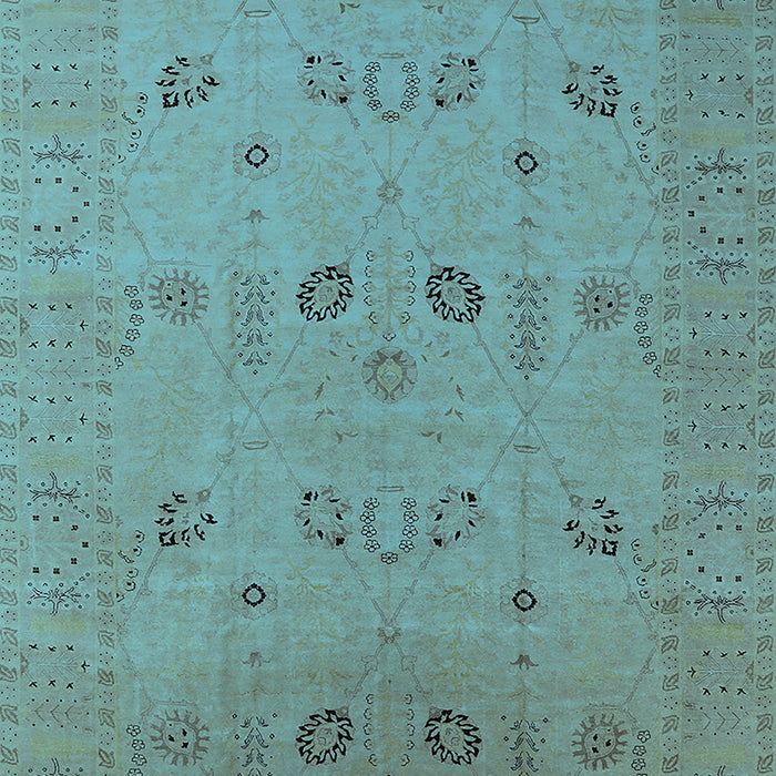 Machine Washable Oriental Light Blue Traditional Rug, wshurb610lblu