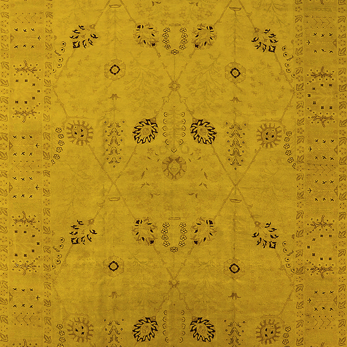 Machine Washable Oriental Yellow Traditional Rug, wshurb610yw