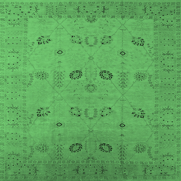 Square Oriental Emerald Green Traditional Rug, urb610emgrn