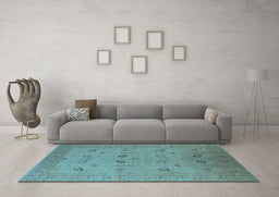 Machine Washable Oriental Light Blue Traditional Rug in a Living Room, wshurb610lblu