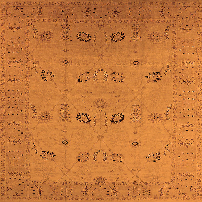Square Oriental Orange Traditional Rug, urb610org