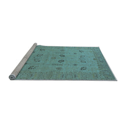 Sideview of Machine Washable Oriental Light Blue Traditional Rug, wshurb610lblu