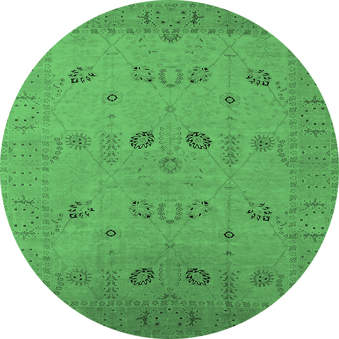 Round Oriental Emerald Green Traditional Rug, urb610emgrn