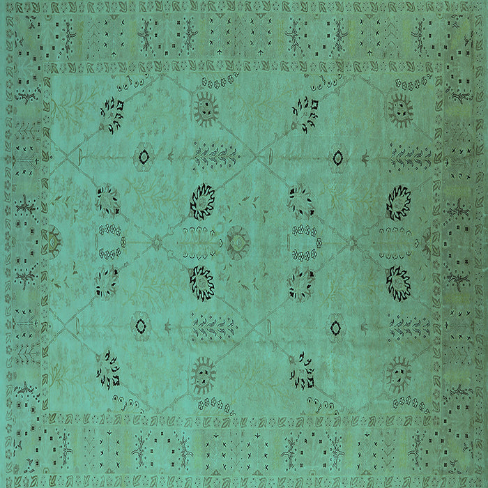 Square Oriental Turquoise Traditional Rug, urb610turq
