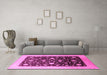 Machine Washable Oriental Pink Traditional Rug in a Living Room, wshurb611pnk