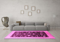 Machine Washable Oriental Pink Traditional Rug, wshurb611pnk