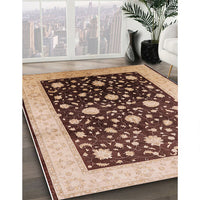 Mid-Century Modern Red Brown Oriental Rug, urb611
