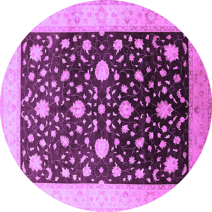 Round Oriental Purple Traditional Rug, urb611pur