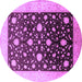 Round Oriental Purple Traditional Rug, urb611pur