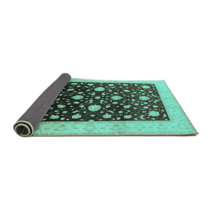 Sideview of Oriental Turquoise Traditional Rug, urb611turq