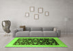 Machine Washable Oriental Green Traditional Area Rugs in a Living Room,, wshurb611grn