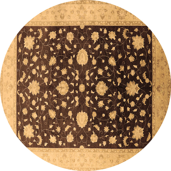 Round Oriental Brown Traditional Rug, urb611brn