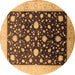 Round Oriental Brown Traditional Rug, urb611brn