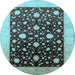 Round Oriental Light Blue Traditional Rug, urb611lblu