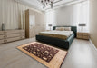 Mid-Century Modern Red Brown Oriental Rug in a Bedroom, urb611