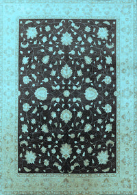 Oriental Light Blue Traditional Rug, urb611lblu