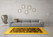 Machine Washable Oriental Yellow Traditional Rug in a Living Room, wshurb611yw