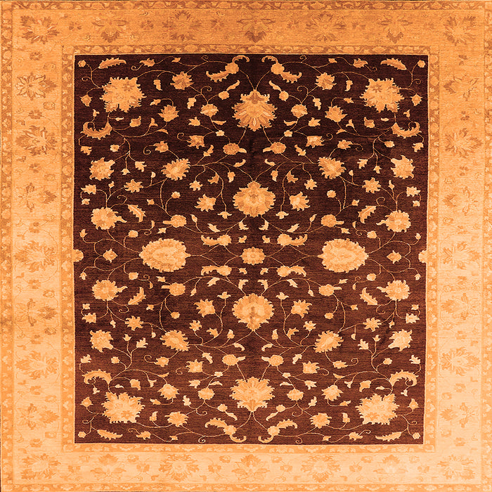 Square Oriental Orange Traditional Rug, urb611org