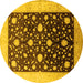 Round Oriental Yellow Traditional Rug, urb611yw