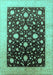 Machine Washable Oriental Turquoise Traditional Area Rugs, wshurb611turq