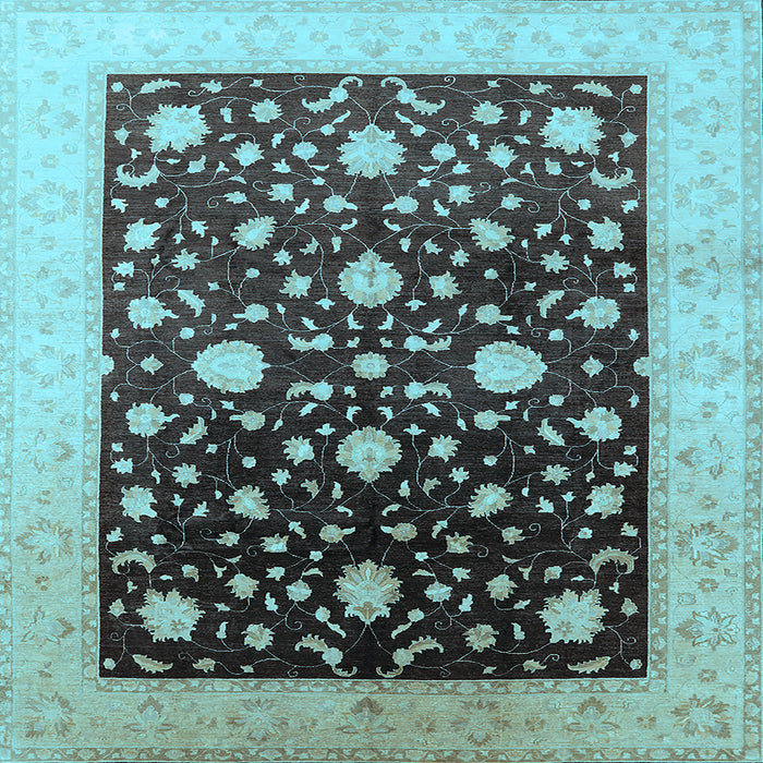 Square Machine Washable Oriental Light Blue Traditional Rug, wshurb611lblu