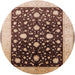 Round Mid-Century Modern Red Brown Oriental Rug, urb611