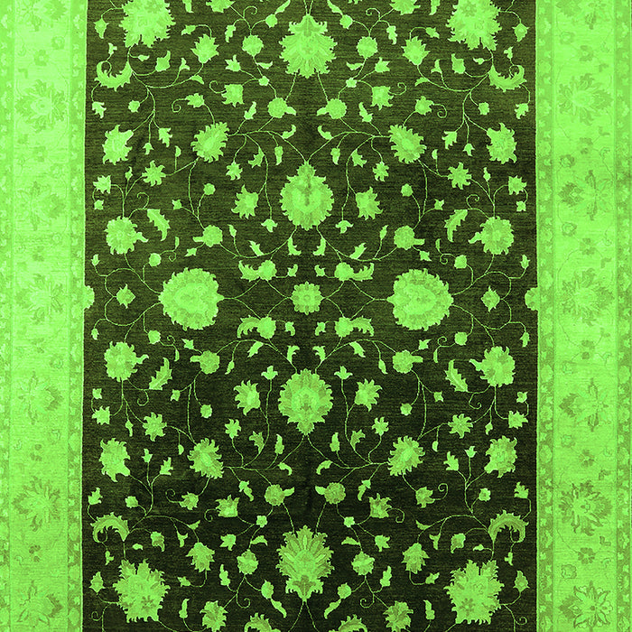 Machine Washable Oriental Green Traditional Area Rugs, wshurb611grn