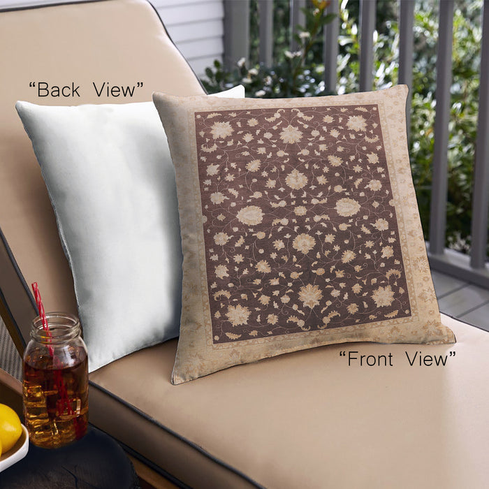 Front View of Mid-Century Modern Urban Square Red Brown Throw Pillow, 18 inch by 18 inch, pwurb611