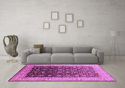 Machine Washable Oriental Purple Traditional Area Rugs in a Living Room, wshurb612pur